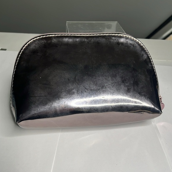 YSL Yves Saint Laurent Makeup Zip Around Pouch Clutch Rosegold Pewter Metallic - Picture 5 of 7